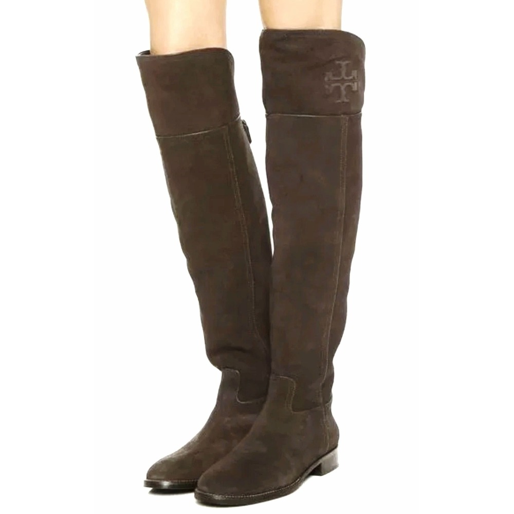 Tory Burch Kiernan Over The Knee Suede Boots Chocolate Brown 8.5